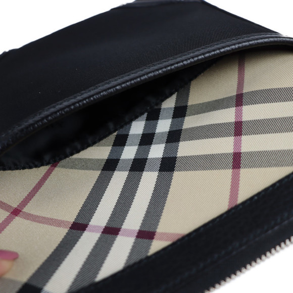 Burberry Shoulder Bag Canvas Leather Black Beige - Picture 6 of 7